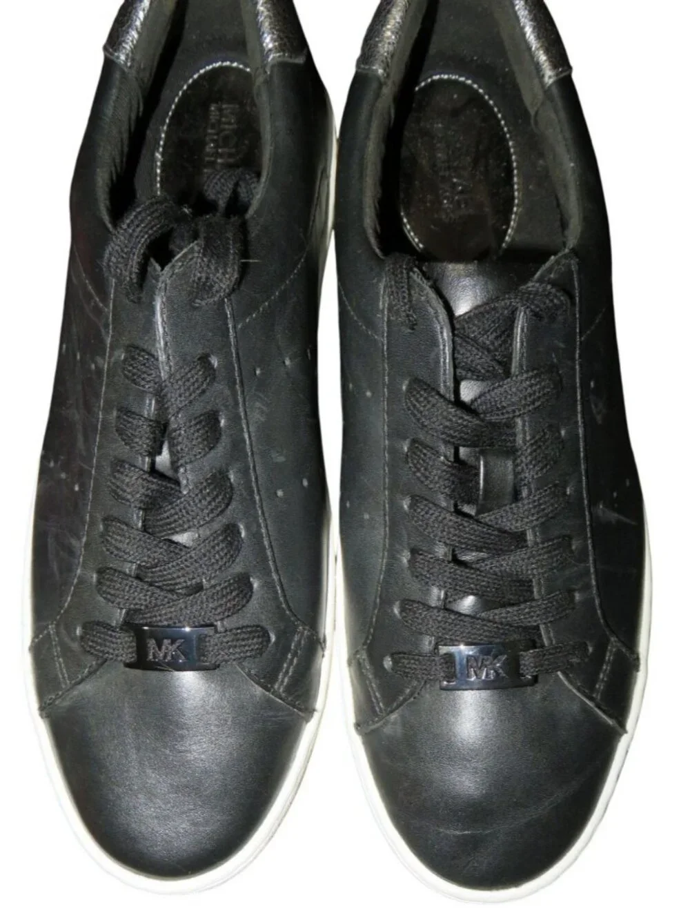 Michael Kors MK City Irving Lace Up Black & White Leather Sneakers Kicks 8.5 - Picture 2 of 8